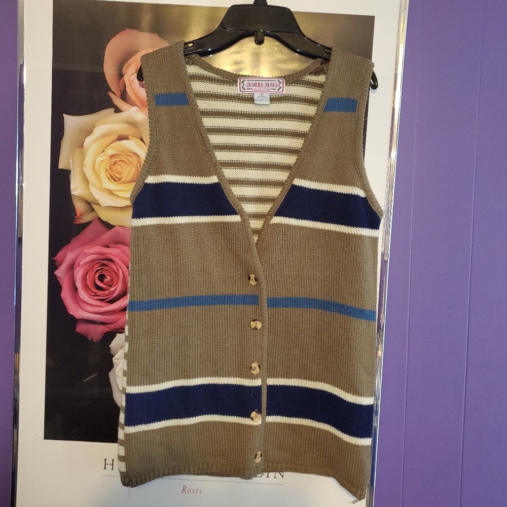 Amilano Acrylic Striped Tunic Vest S